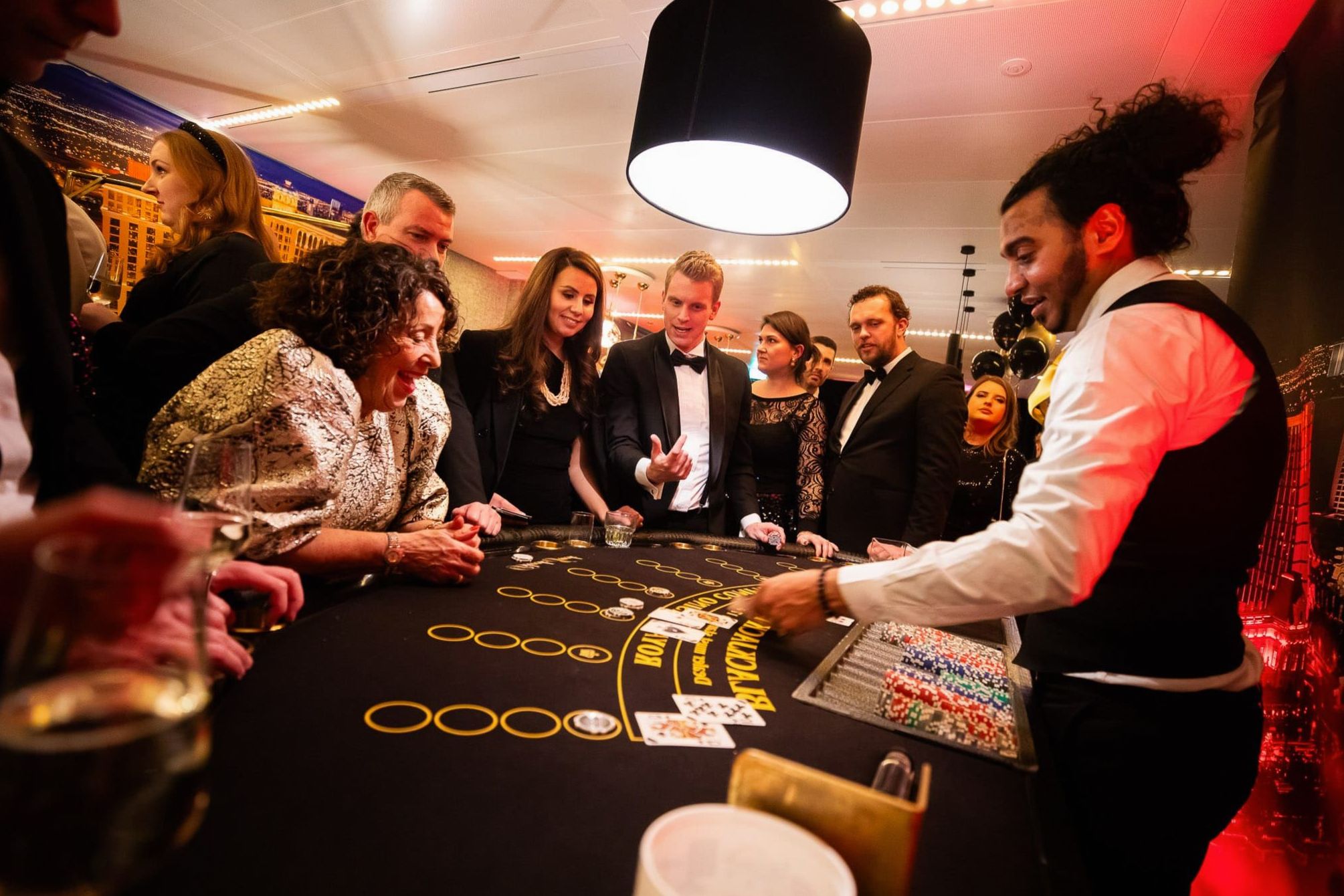Roulette wheel spinning at Joyfuldays casino party